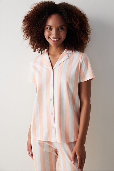 Penti Ent Peach Buttoned Shirt and Pants Pajama Set