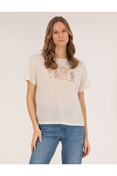 Pierre Cardin Μπλουζάκι από μείγμα λινού σε μπεζ μελανζέ 50263669-VR156