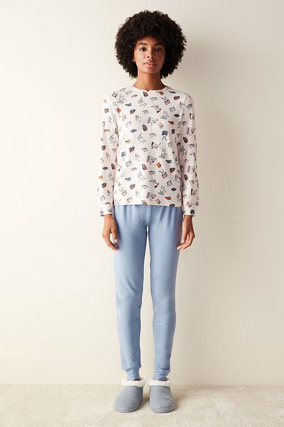 Penti Tricou termic cu model de carte Top pijama roz