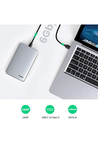 Ugreen Usb Type-c 3.1 Gen2 2.5 Inch Hdd Ssd Alüminyum Harici Disk Kutusu