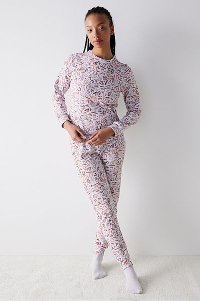 Penti Light Gray Koffe Time Fleece Trousers Pajama Set