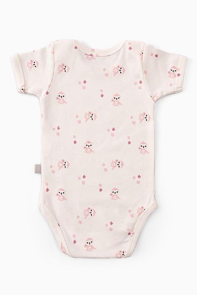 Boumini Pink Miskin - Cotton Baby Body, Snap Fastener, Envelope Collar, Short Sleeve
