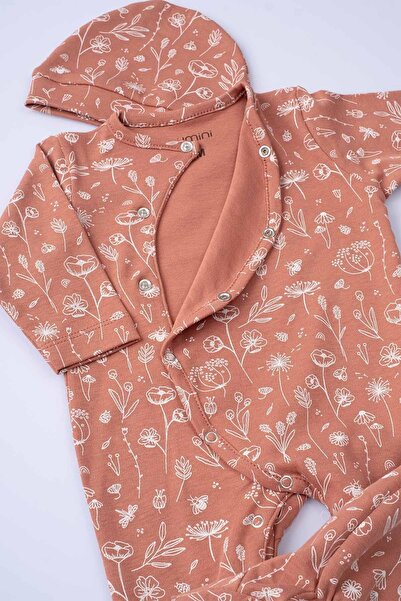 Boumini Baby Booties Jumpsuit Hat Set Spring Floral Tile