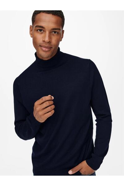 Only & Sons Erkek Mevsimlik Boğazlı Lacivert Kazak - 22020879