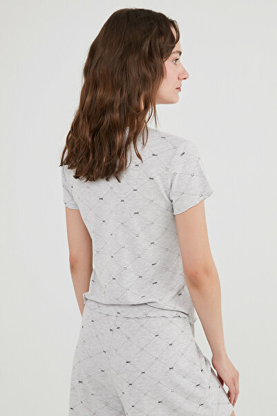 Penti Light Gray Melange Sweet Love Waffle Ss T-Shirt