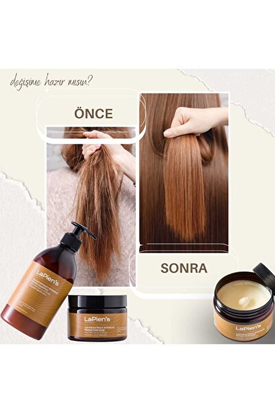 Lapien's Yıpranmış Kuru Saçlar İçin Besleyici, Yoğun Onarıcı, Saç Bakım Seti Keratin ve Havyar Özlü