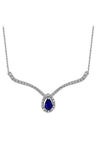 Ariş Pırlanta Damla Safir Kolye