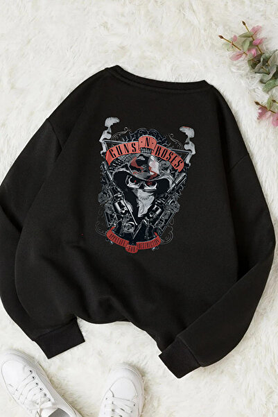 Massgai Hanorac oversize unisex cu imprimeu Guns N' Roses - Hanorac cu guler ...