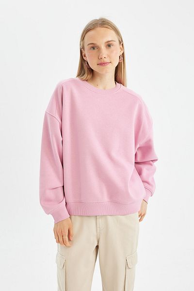 DeFacto Übergroßes Sweatshirt mit Rundhalsausschnitt – dick und einfarbig A4177ax24wn