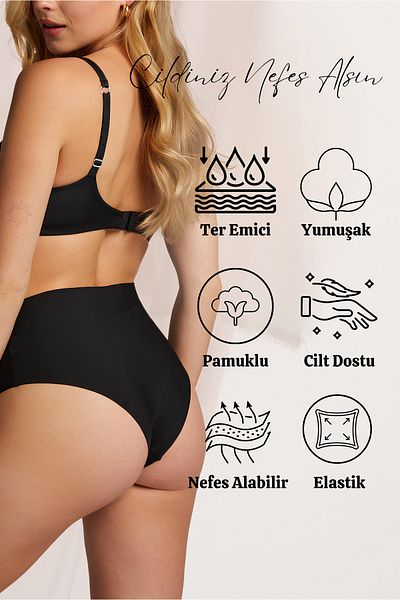 KUIN Chiloți Bato din bumbac Lycra cu talie înaltă, 7 bucăți - Plus Size, elastici (oversize)
