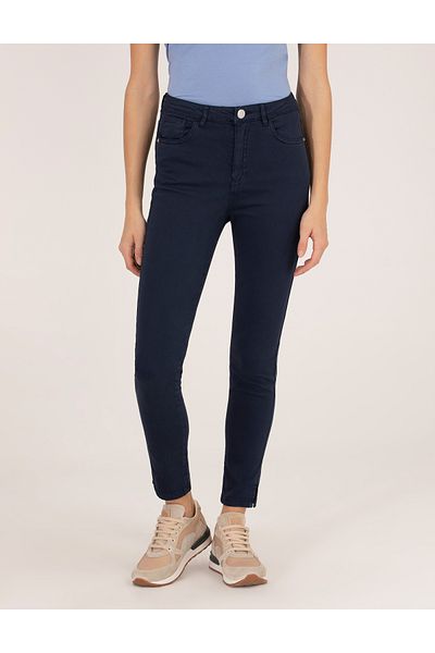 Pierre Cardin Navy Blue Skinny Fit Canvas Pants 50263983 -Vr033