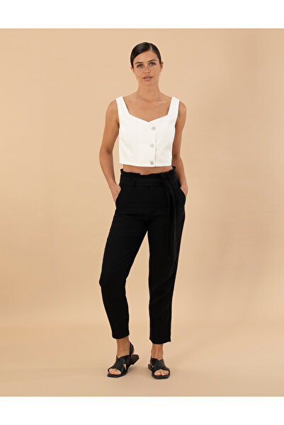 Pierre Cardin Black Carrot Fit Linen Trousers 50263920 -Vr046