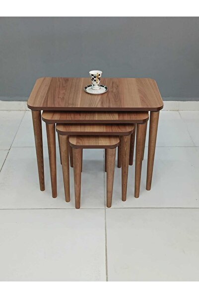 deniss home 4'lü Mdf Ahşap Zigon Sehpa