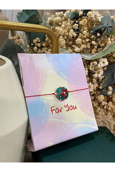 FAYRA ACCESSORIES Green Christmas Gift Box Glass Murano Bracelet New Year Themed Christmas Bracelet