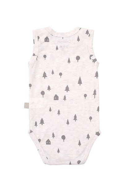 Boumini Beige Baby Snap Cotton Athlete Bodysuit - Pine Forest