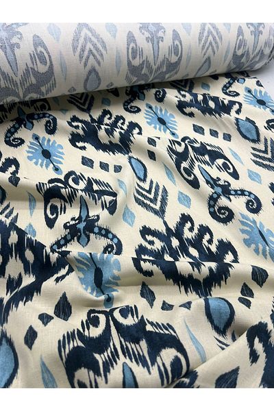 Kumaş Sevdası Patterned Cotton Linen Interior No Show (Width 150 cm) Fabric