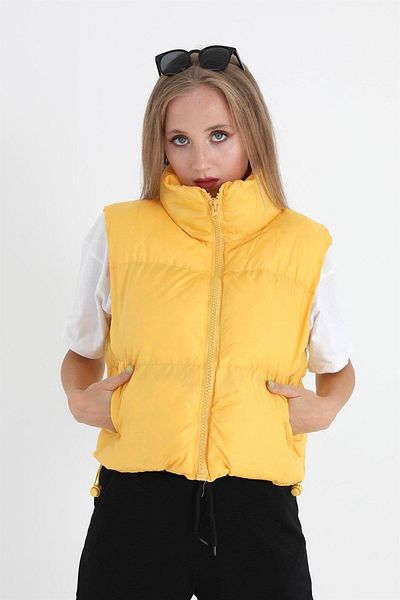 VAPUR TEKSTİL Yellow Parachute Fabric Zippered Vest