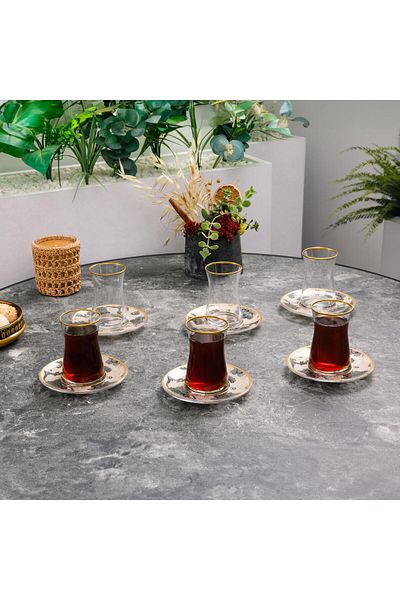 Anadolia 12 Piece September Motif Glass Tea Set