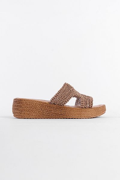 Capone Outfitters Γυναικείες πλεκτές παντόφλες με σφήνα τακούνια