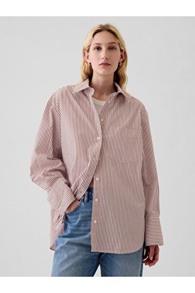 GAP Kadın Pembe Organik Pamuk Big Gömlek