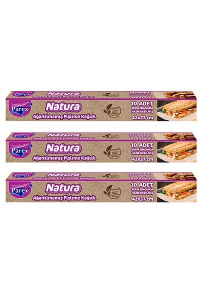 BRAVES 3 Pieces Parex Baking Paper Natura 10-Piece Oven Non-Bleached Organic Ready Cut