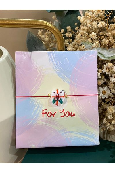 FAYRA ACCESSORIES White Christmas Gift Box Glass Murano Bracelet New Year Themed Christmas Bracelet