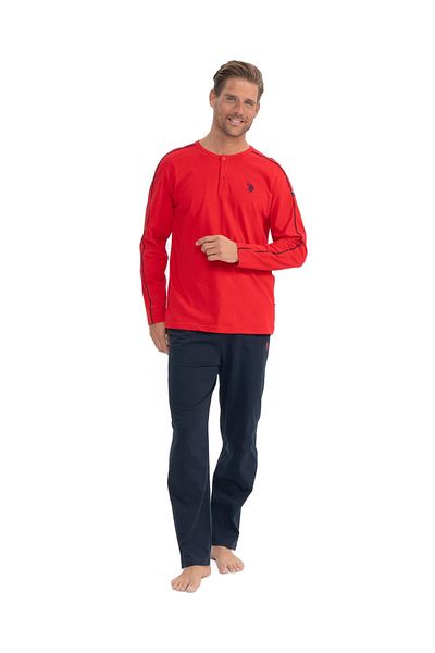 U.S. Polo Assn. Men's Red Patchwork Pajama Set
