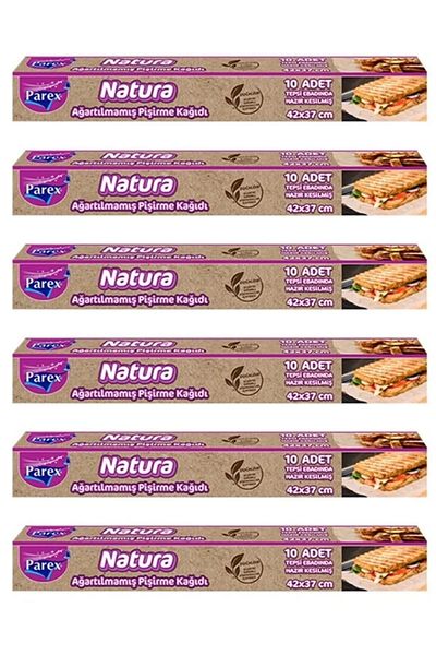 BRAVES 6 Pieces Parex Baking Paper Natura 10-Piece Oven Non-Bleached Organic Ready Cut