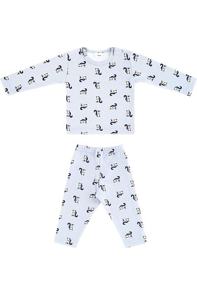 Uygun Bebe Blue Squirrel Patterned Newborn Pajamas Set