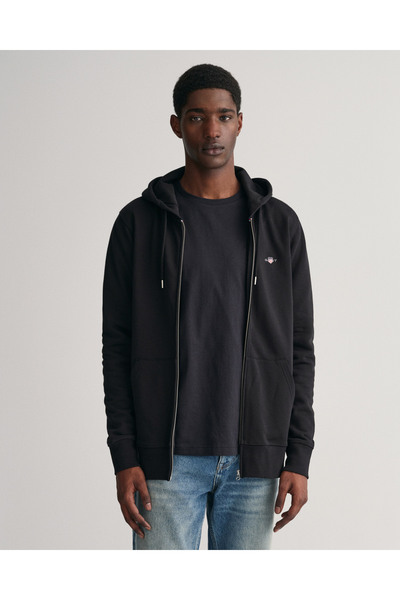 Gant Erkek Siyah Regular Fit Fermuarlı Sweatshirt