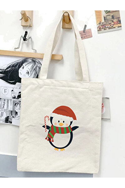 Cemira Geantă mică de tote geantă din pânză pentru cadou pinguin de Crăciun