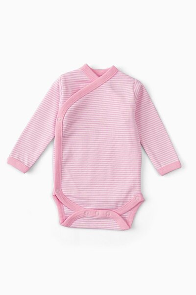 Uygun Bebe Pack of 2 100% Cotton Long Sleeve Double Breasted Baby Snap Bodysuit Pink