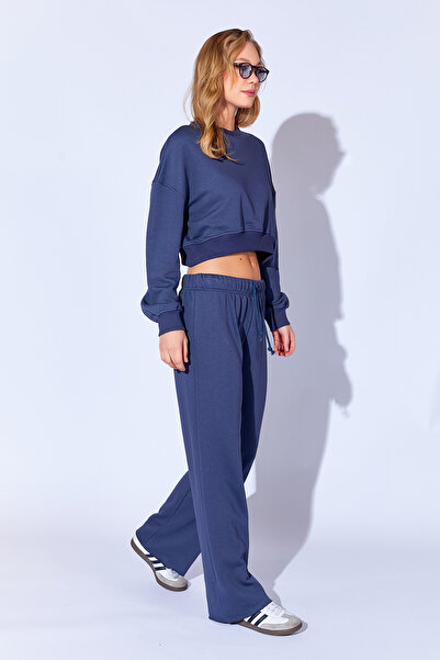 EDITION WOMAN Füme Bol Kesim Lüx Kalın Üç İplik Soft Dokulu Kadın Pantolon EK100689375