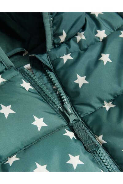 Marks & Spencer Yıldız Desenli Kapüşonlu Puffer Şişme Mont (0-3 Yaş)