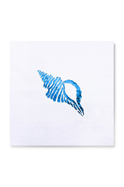 Story 33x33 سم ورقة زرقاء معادن البحر نمط بحري 16 قطعة مناديل ورقية بيضاء اللون