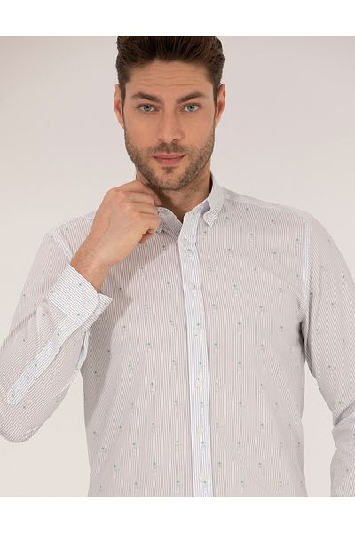 Pierre Cardin Ανοιχτό πράσινο Slim Fit μακρυμάνικο πουκάμισο 50264896-vr092