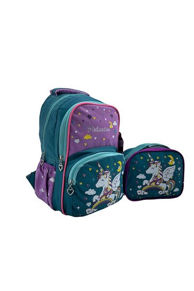 Relaxion Green Unicorn Primary School Bag with Lunchbox 1340-16