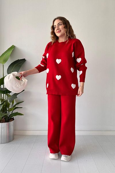 MaziButik Red Suit - Heart Pants