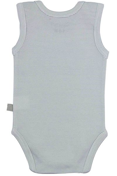 Boumini Black Striped Cotton Baby Bodysuit - Snap Fastener, Envelope Collar Undershirt