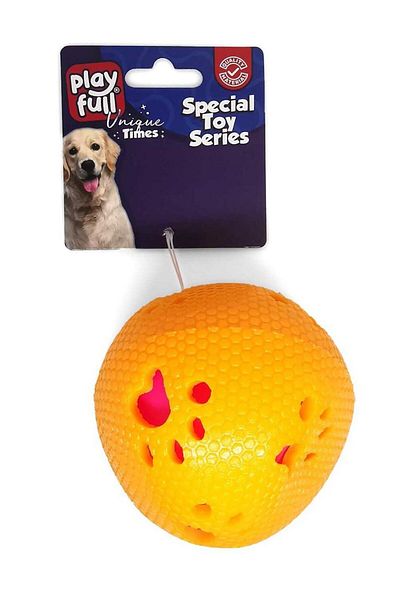 PLAYFULL Singing Paw Patterned Plastic Ball Dog Toy 7.5 Cm