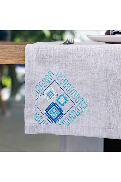 Anadolia Runner din țesătură brodat Blue Pıtrak