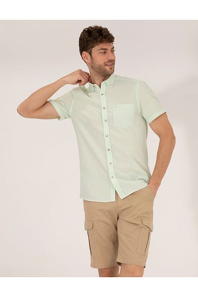 Pierre Cardin Πράσινο κοντομάνικο πουκάμισο Regular Fit 50268184-VR054