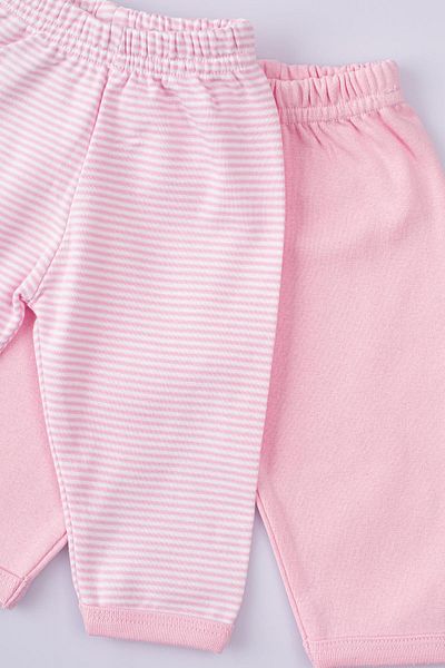 Uygun Bebe 2 Pack 100% Cotton Premature Baby Pants Without Booties Pink