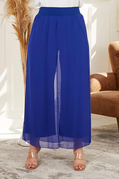 RMG Plus Size Saks Chiffon Trousers - Elastic Waist