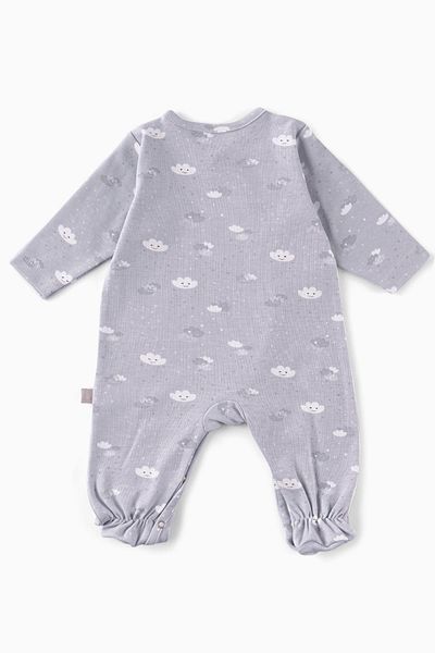 Boumini Gray Cloudy Baby Romper - with Booties and Smiley