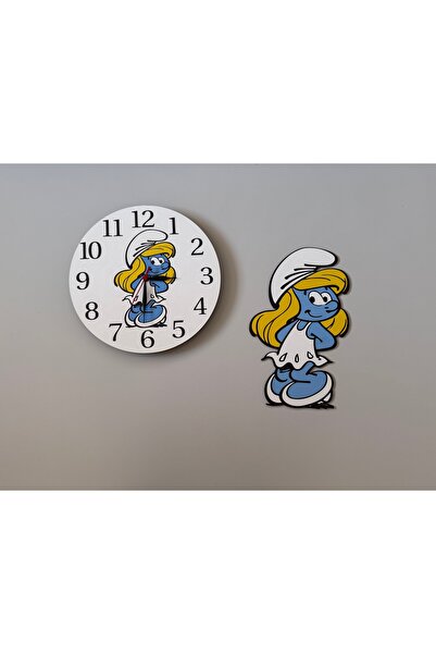 UViolets Dekoratif Ahşap Baskılı Şirinler Şirine Aksesuarlı Çocuk Odası Duvar...