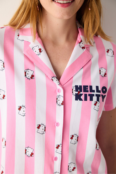 Penti Set de pijamale din bumbac alb Sanrio Happy, cămașă și pantaloni