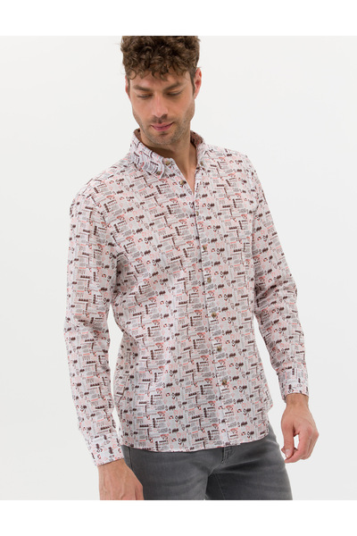 Pierre Cardin Μπεζ μακρυμάνικο πουκάμισο Regular Fit 50269435-VR011