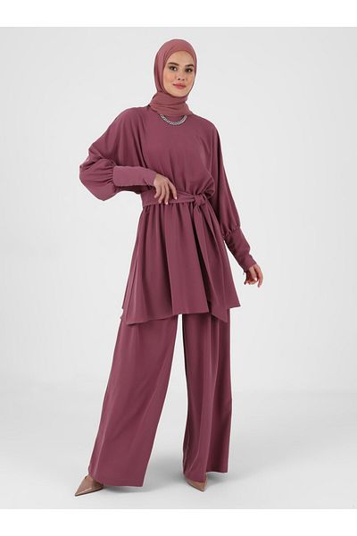 Refka Dusty Rose Tunic and Trousers Evening Dress Set