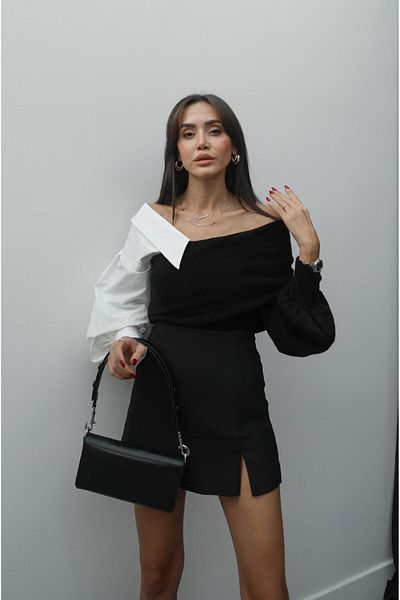 Havoş Pulover cu mânecă cămașă neagră